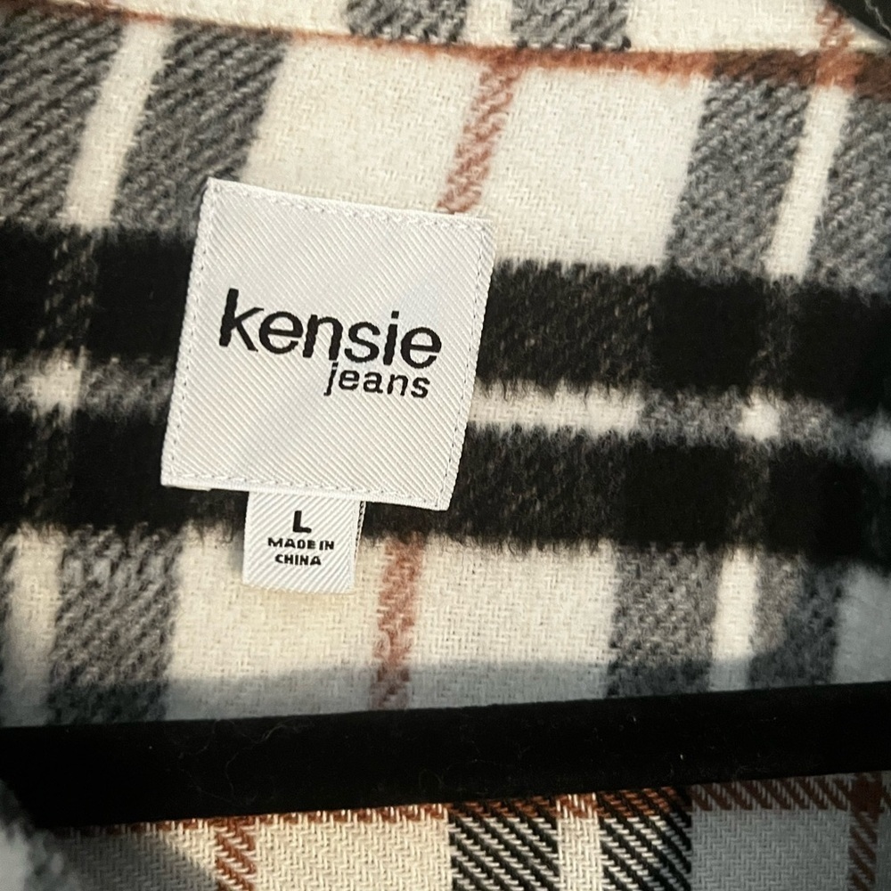 Kensie Jeans Black & White Button Down Shirt Size L - Picture 5 of 5
